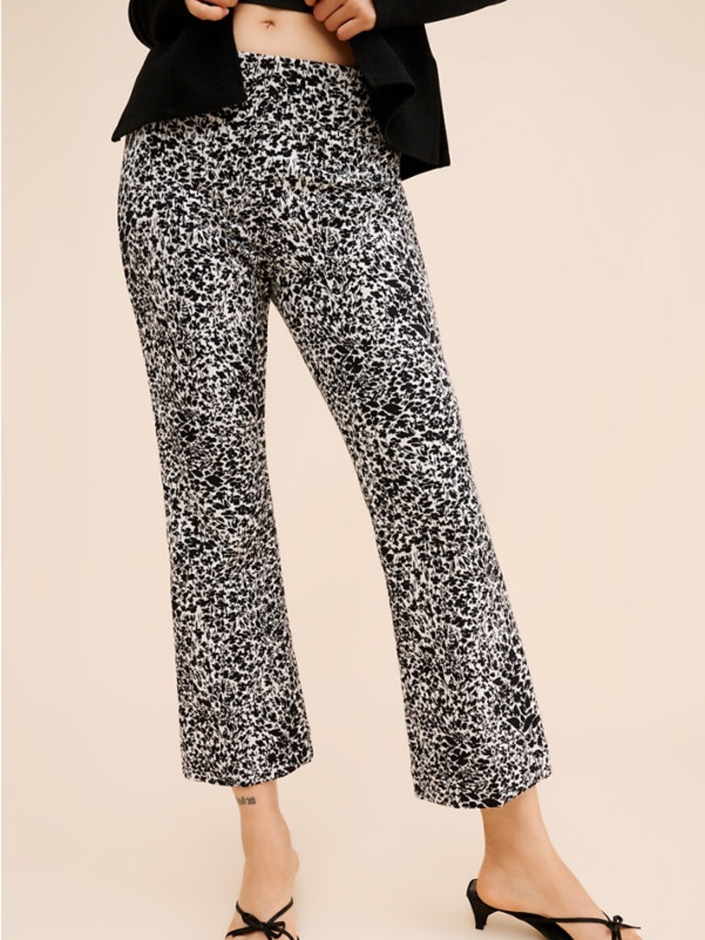 Anthropologie Black & White Abstract Print Wide-Leg Pants